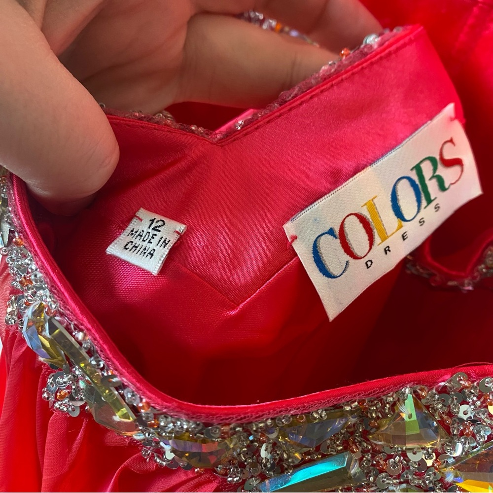 Colors Dress | NWT Bright Pink Sparkle Gem Dress | Size 12 - Picture 8 of 10
